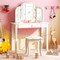Girls Vanity Table and Chair Set with Tri Folding Mirror Storage Drawer White